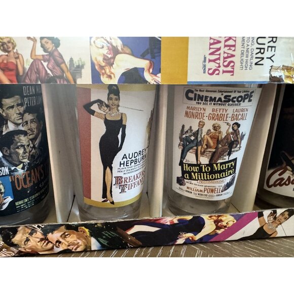 Set Of 4 Rare Movie-Themed Pub Glasses In Original Box Featuring Iconic Films: O - Picture 7 of 16